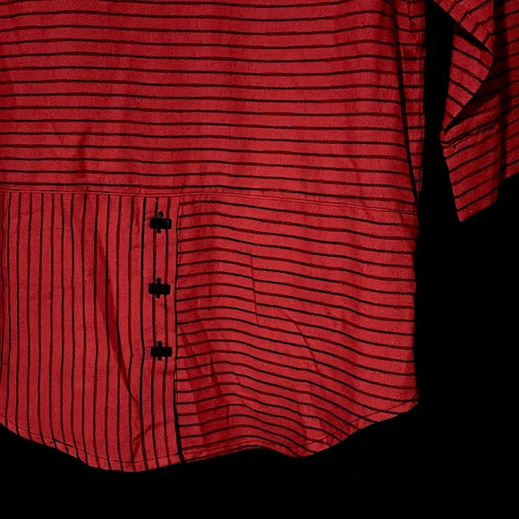 Never Forty Two - Red and Black Striped Collared Button Down - Picture 12 of 12